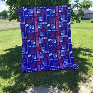 New York Rangers Hockey Comforter Set NEW Twin Blue NHL 5 Piece Logo Print